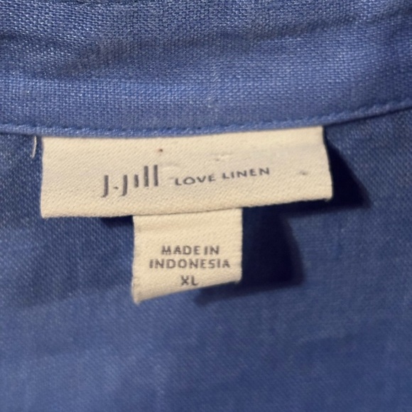 J. Jill Love Linen Midi Dress Womens Size XL Blue Button Up Modest Minimalist - Picture 5 of 10
